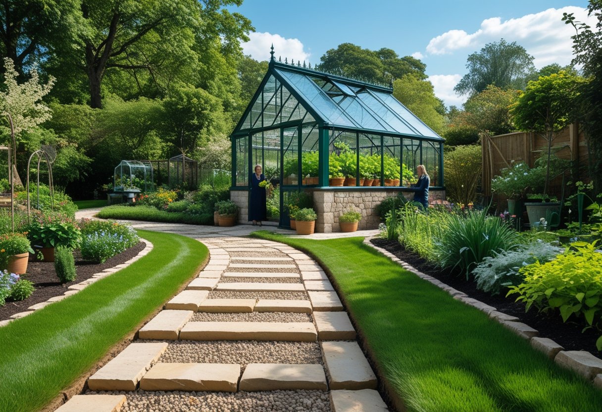 Sådan skaber du en smuk indkørsel med sten og et drivhus i haven